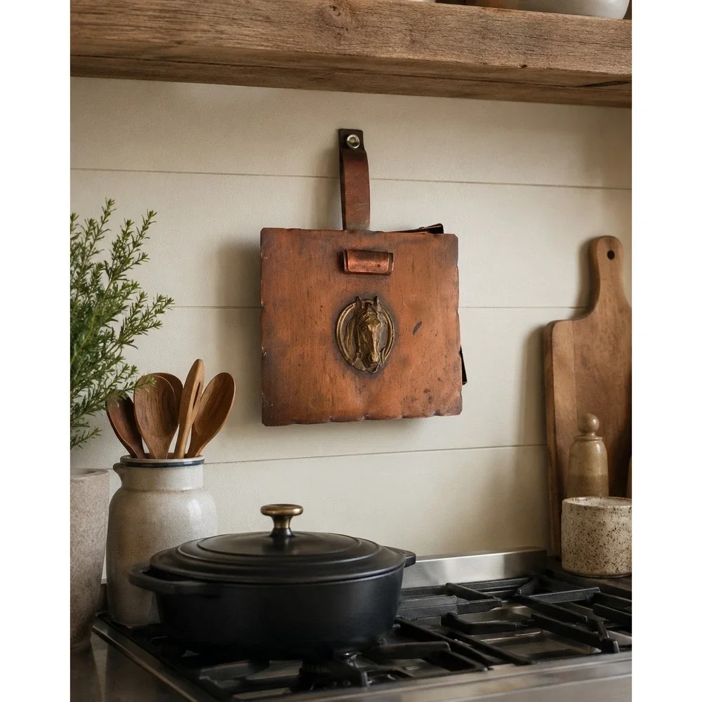 VTG Copper Horse Wall Hanging Farmhouse Equestrian Rustic Butler Crumb Catcher